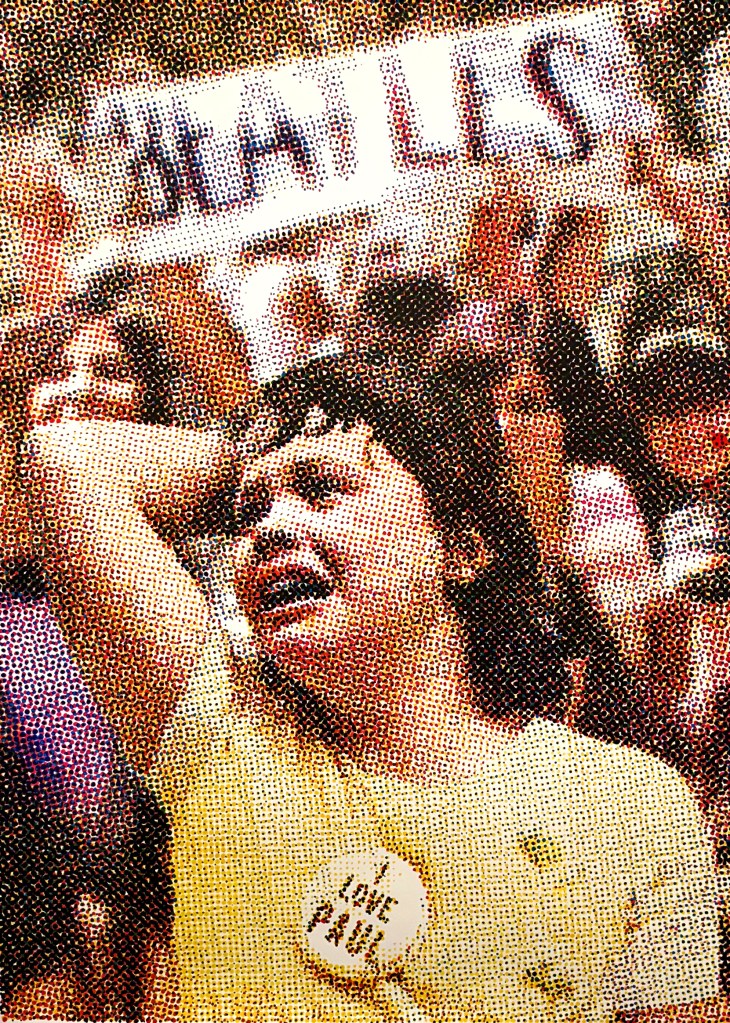 Mathieu Galton, IMG_1649, dessin aux feutres point par point sur papier, 115 x 156 cm, 2023